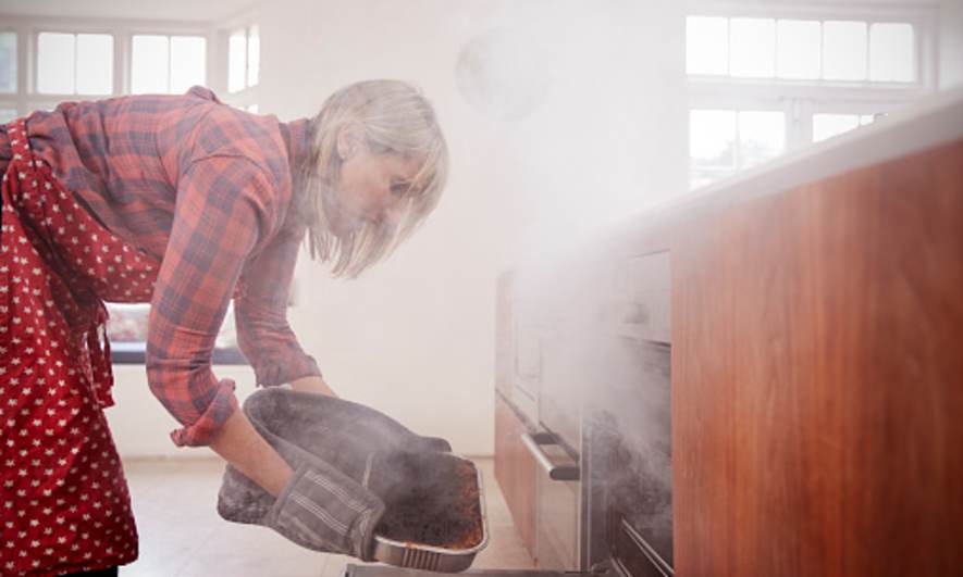 woman burned dinner