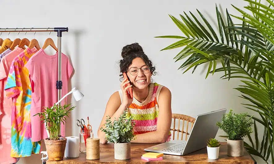 female small business owner feels secure being protected by business insurance california