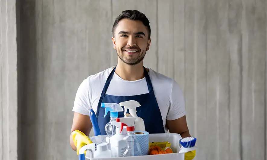 business owner protected by business insurance for cleaning