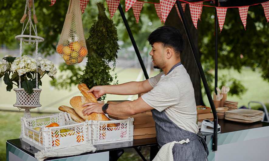 small business owner feeling secure with food cart liability insurance