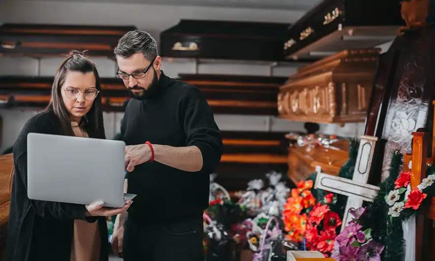 small business owners getting a funeral home insurance quote from The Hartford