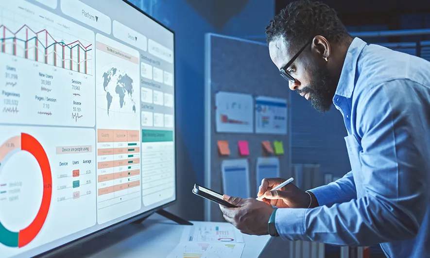 small business owner happy after getting an insurance for digital marketing agency quote