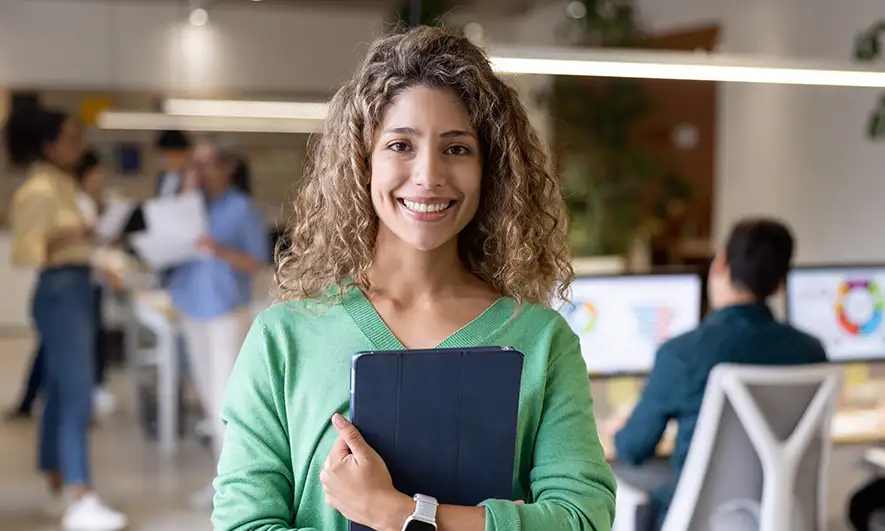 small business owner feels secure with insurance for staffing agencies