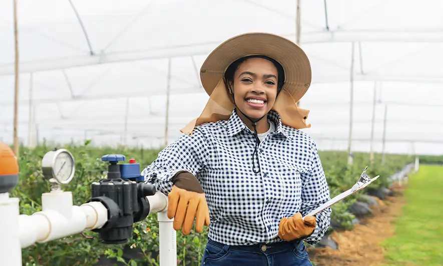 small business owner happy to get irrigation insurance options for proof of insurance
