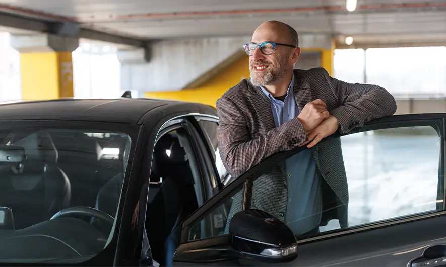 man protected by rental reimbursement insurance