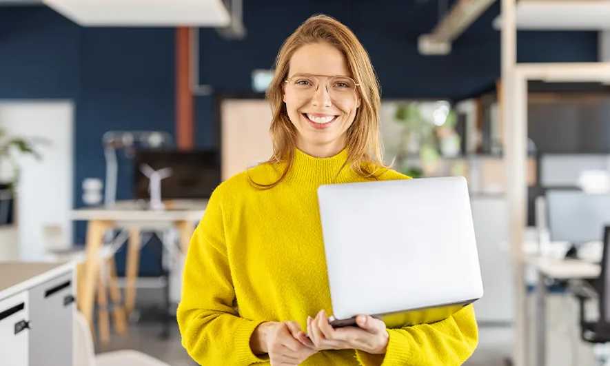 Office worker smiling