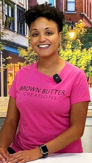Brown Butter Creations small business owner giving testimonial on having bakery insurance from The Hartford
