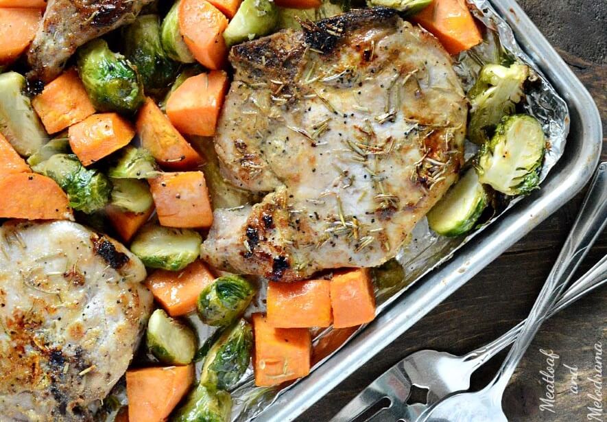 One Sheet Pan Maple Dijon Pork Chops