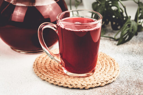 drinking two glasses of tart cherry juice